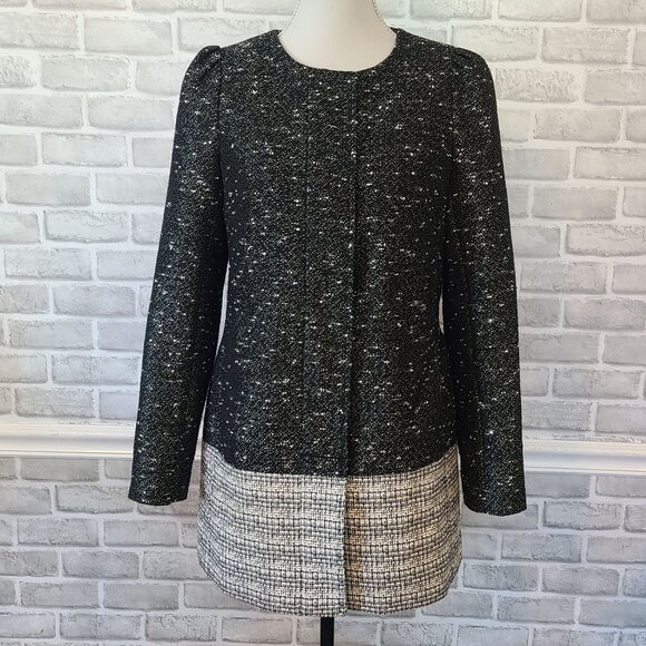 Banana Republic Women's Tweed Career Blazer Jacket Long Line Acadamia Small - Picture 1 of 11